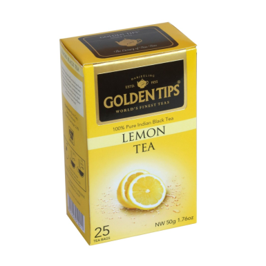 Чай Golden Tips 'Лимон', в пакетиках, 25 штук, черный, 50 гр, Индия.