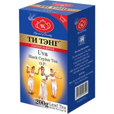 Чай чёрный цейлонский листовой ТМ 'Ти Тэнг' - Ува, картон, 200 г.