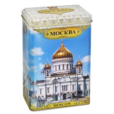 Чай чёрный цейлонский листовой- Москва, Храм Христа Спасителя, белая, жесть, 75 гр.