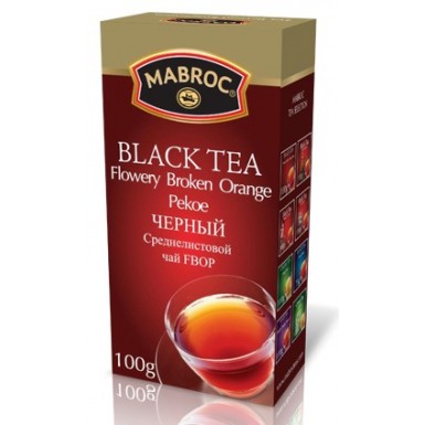 Чай чёрный цейлонский ТМ 'Mabroc' - FBOP (среднелистовой), картон, 100 гр.