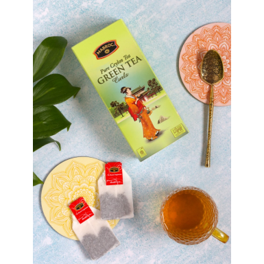 Чай зелёный пакетированный ТМ 'Маброк' -  Зеленые кольца, 25 пакетиков, 50 гр., Шри-Ланка