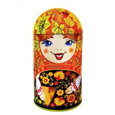 Иван-Чай листовой в жестяной банке 'GET&JOY' - МАТРЁШКА С БАЛАЛАЙКОЙ, Россия, 40 г.