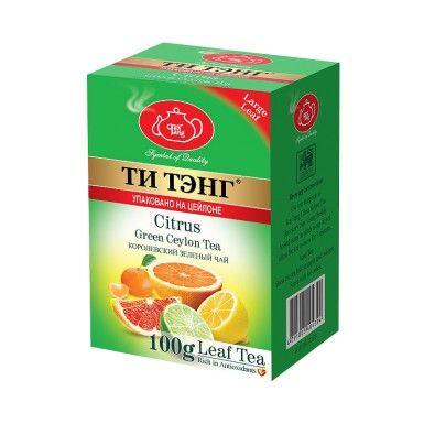 Чай зелёный 'Ти Тэнг' - Цитрус (апельсин, лимон, лайм, грейпфрут), картон, 100 г.