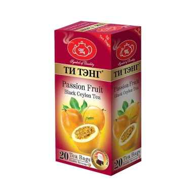 Чай чёрный цейлонский пакетированный  ТМ 'Ти Тэнг' - Пэшнфрут, картон, 20 пак.