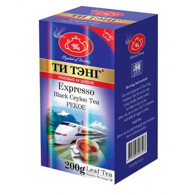 Чай чёрный цейлонский листовой ТМ 'Ти Тэнг' - Экспрессо Pekoe, картон, 200 г.