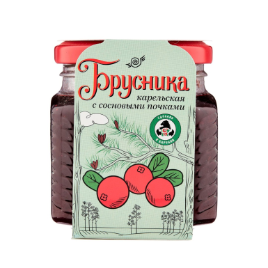 Варенье 'Мама Карелия' - Брусника с сосновыми почками, стекло, 250 гр.
