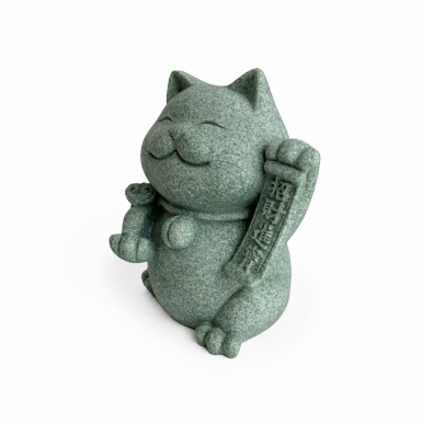 Статуэтка 'Кот Гуочао', мраморная крошка, цвет зеленый, высота 9,5 см.