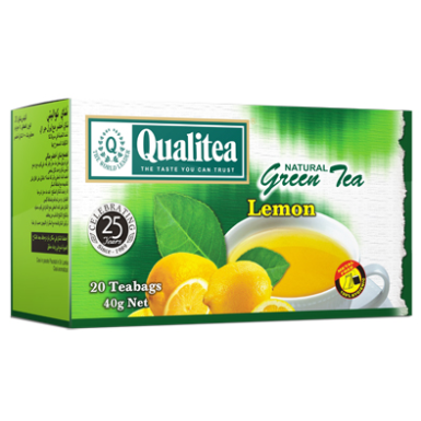 Чай зелёный Qualitea 'Лимон', 20 пакетиков, цейлонский, ароматизированный