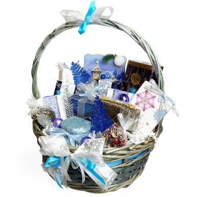 Чайный набор новогодний - Корзина 'Снежный вечер', Дизайн-студия на Фонтанке