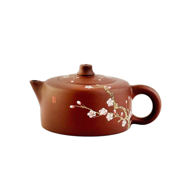 Чайник  - Коричневый с сакурой, исинская глина, Китай, 170 мл. (нв 6833)