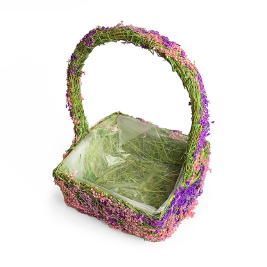 Корзина пасхальная 'Трава', квадратная с ручкой, 20х20х32 см.,1 шт.