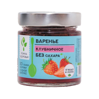 Варенье 'Ложка здоровья' - Клубничное, без сахара, Россия, 200 г