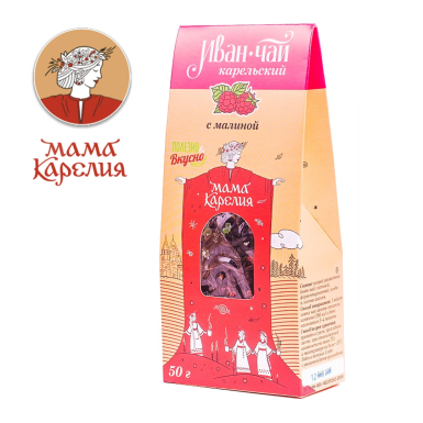 Иван-чай ТМ 'Мама Карелия' - С малиной, листовой, картон, 50 гр.