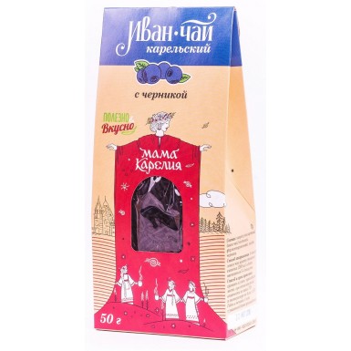 Иван-чай ТМ 'Мама Карелия' - С черникой, листовой, картон, 50 гр.