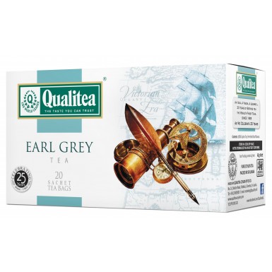 Чай черный Qualitea Эрл Грей 20 пакетиков, цейлонский с бергамотом.